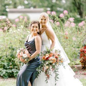 Revelry Skye Satin Indie Blue Bridesmaid Dress Size 4